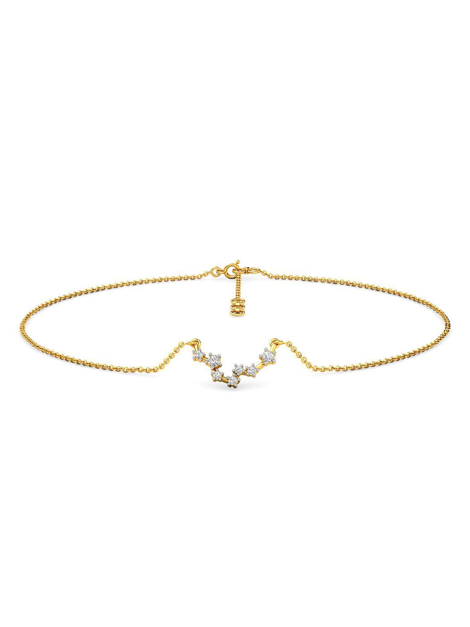 pisces 14k yellow gold and diamond anklet for women