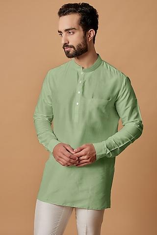 pista green cotton silk shirt kurta