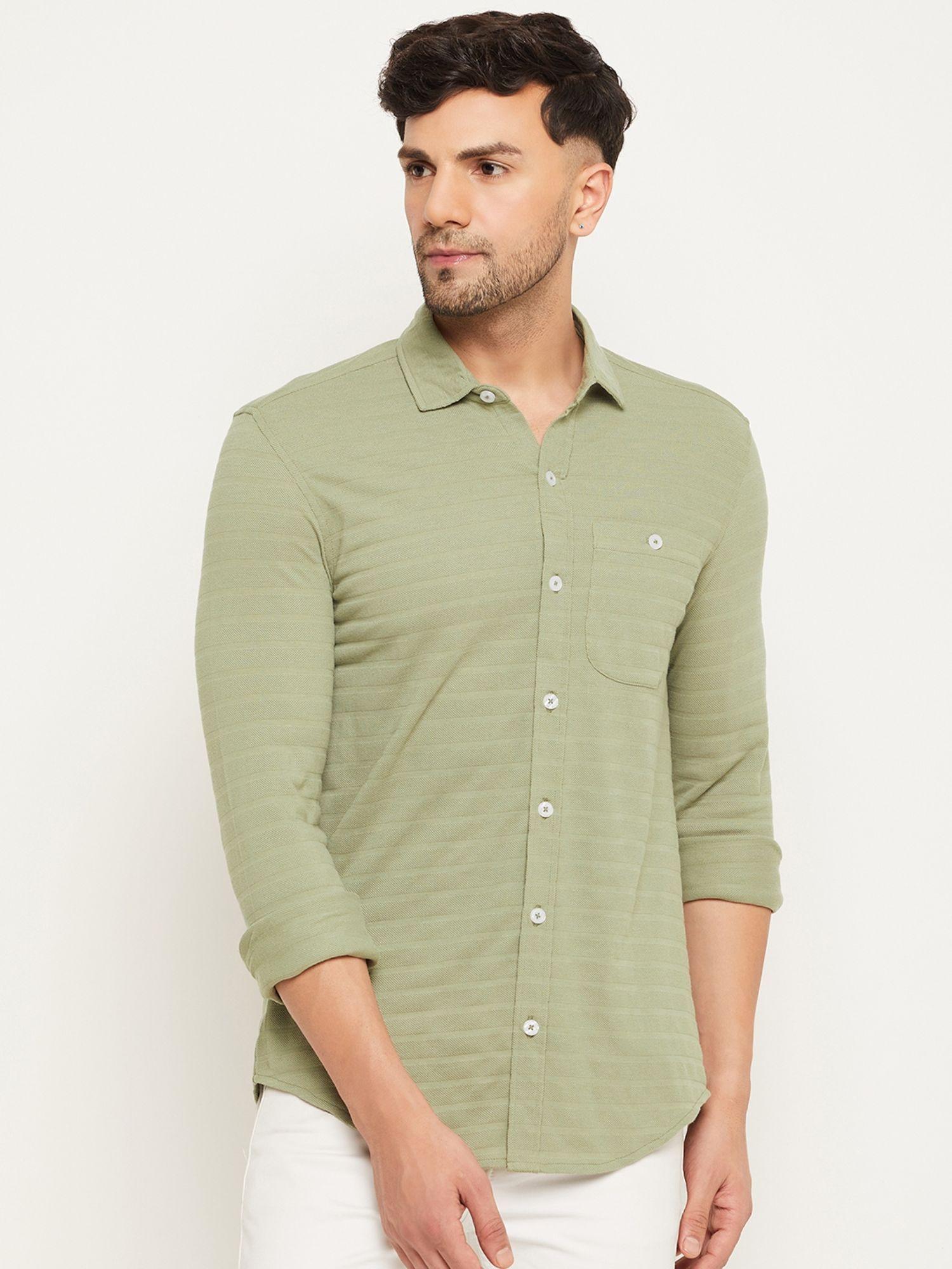 pista green textured shirt