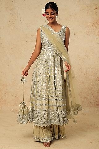 pista embroidered anarkali set