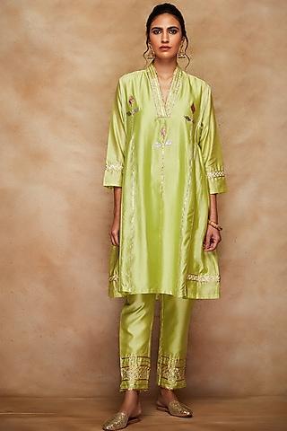 pista green chanderi tunic