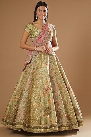 pista green organza lehenga set