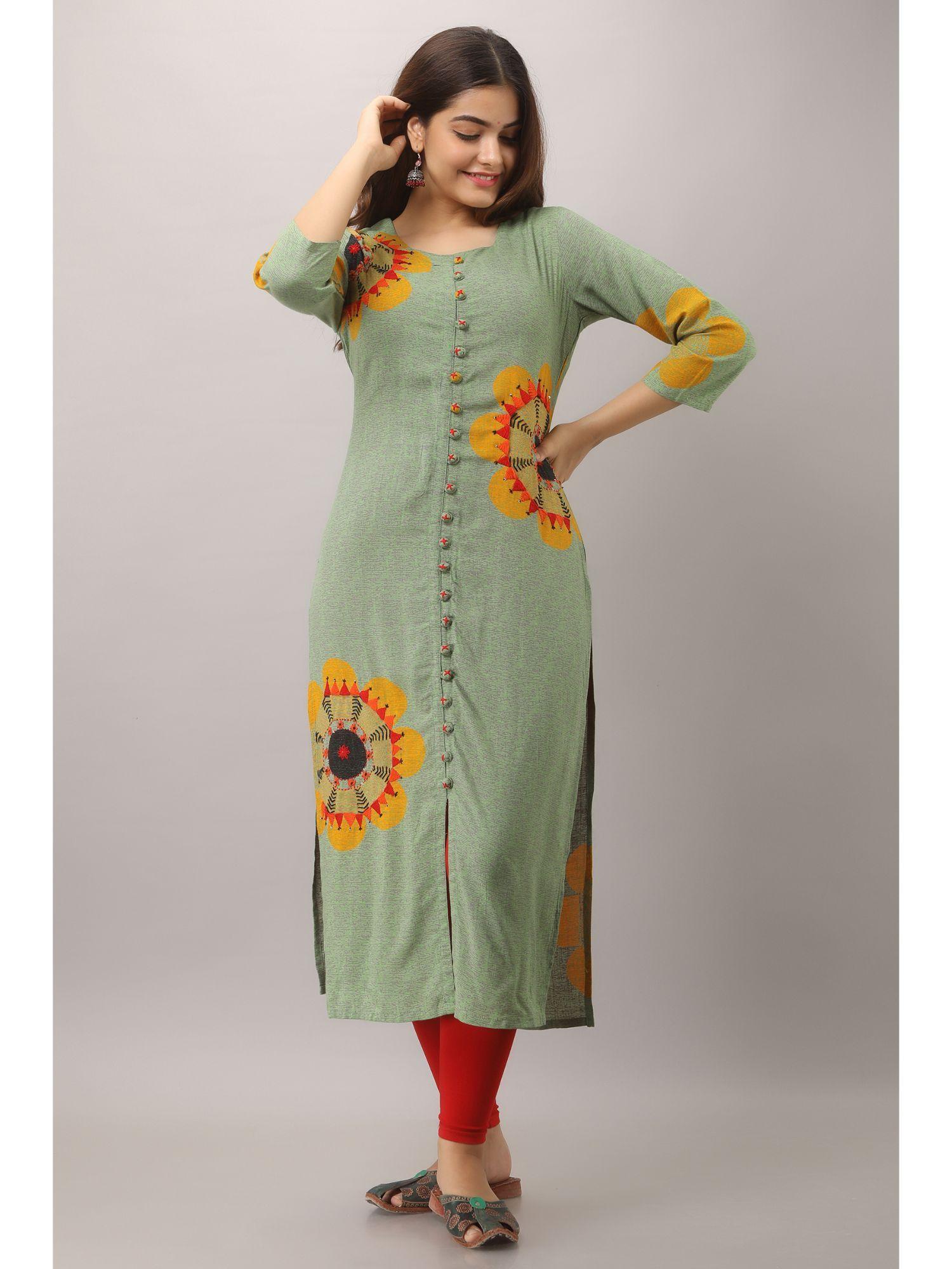 pista green rayon kurta