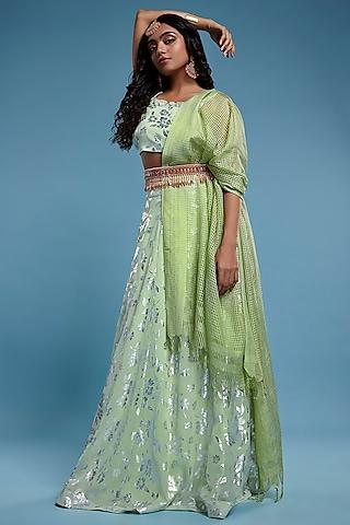 pista green recycled polyester lehenga set