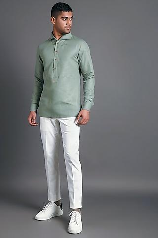pista green shirt with seemless collar