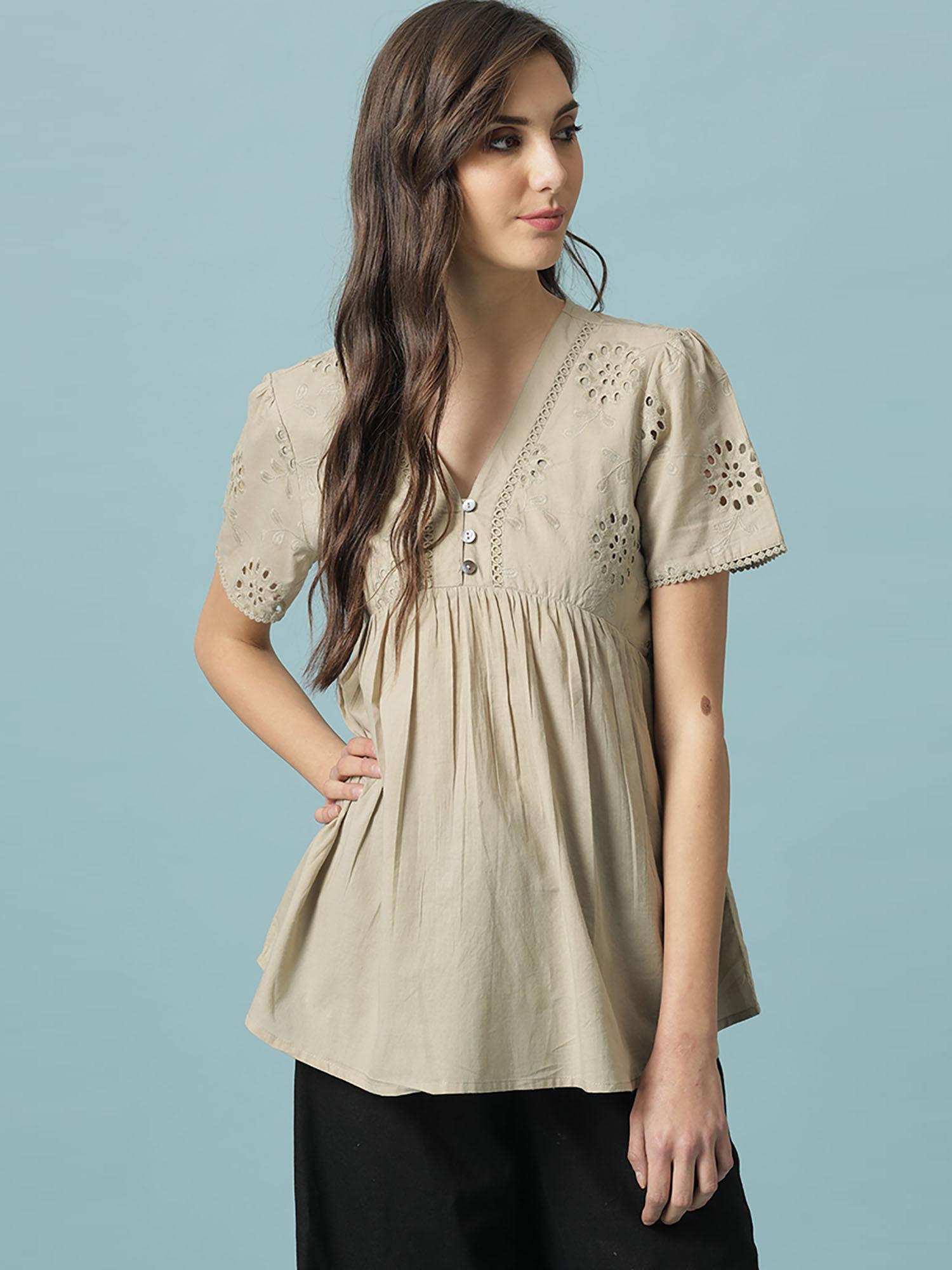 pista medium length v- neck cotton tunic