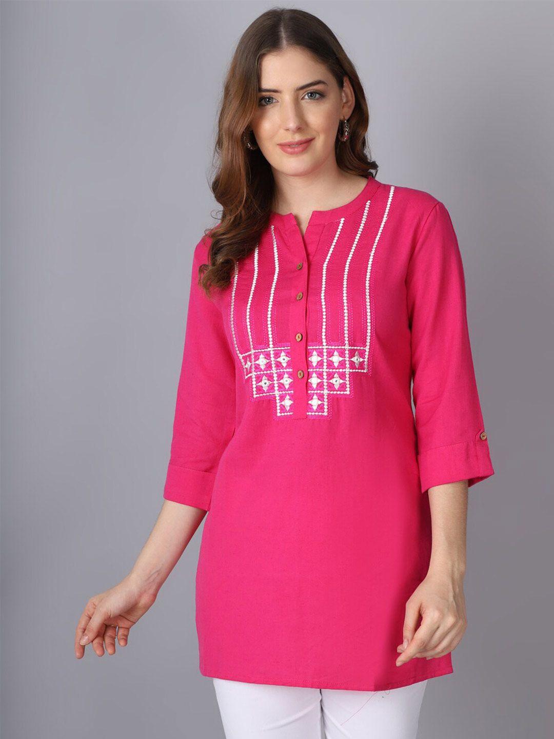 pistaa pink embroidered kurti