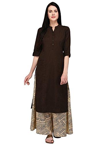 pistaa's women's cotton readymade salwar suit t (brown, large)