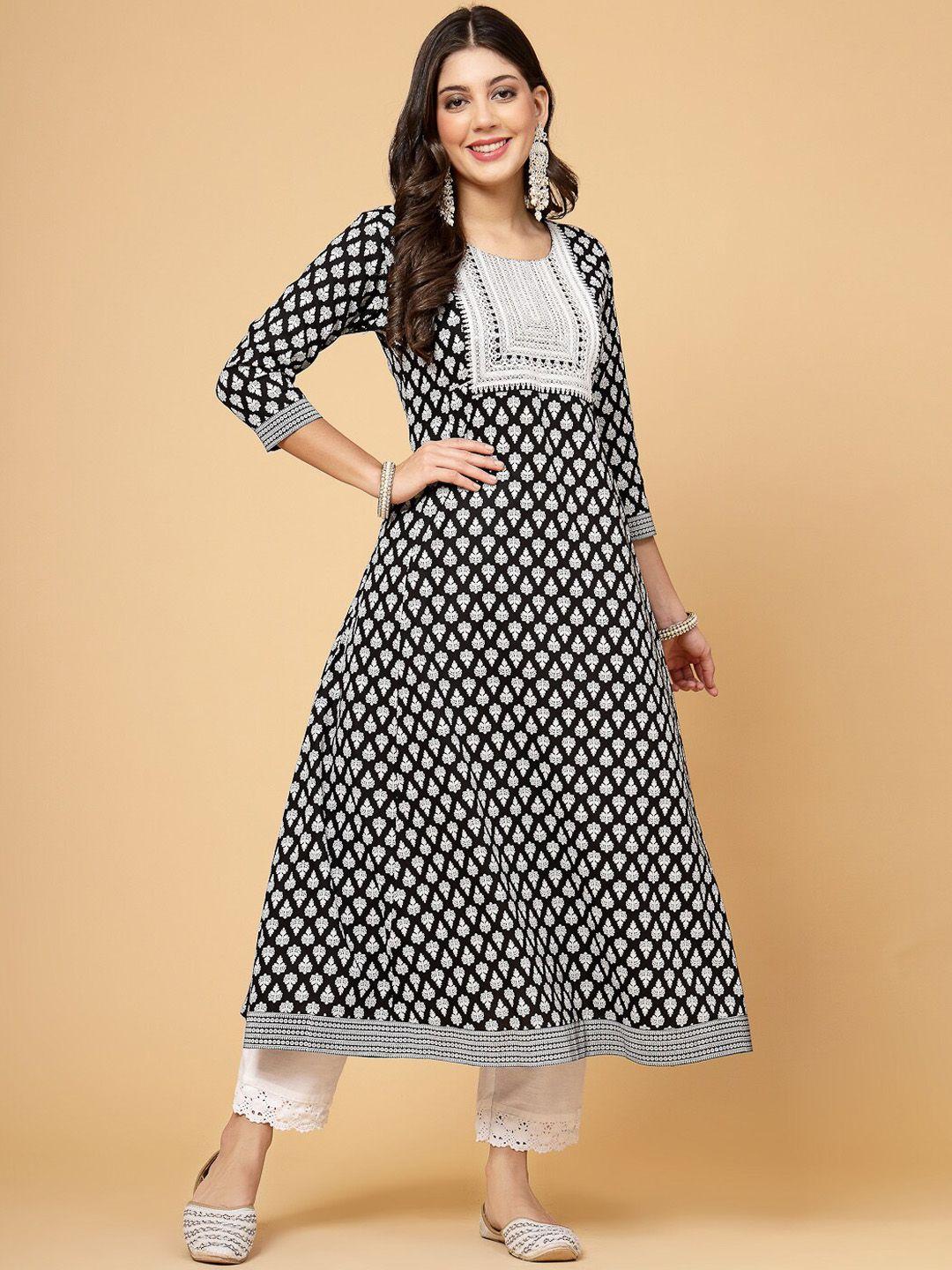 pistaa ethnic motifs printed thread work anarkali kurta