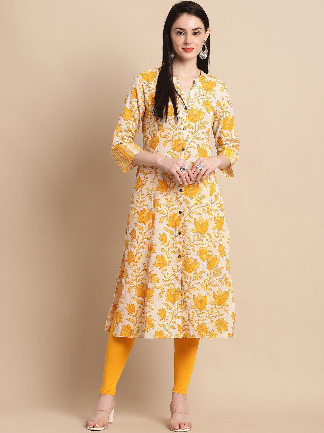 pistaa floral printed cotton straight kurta