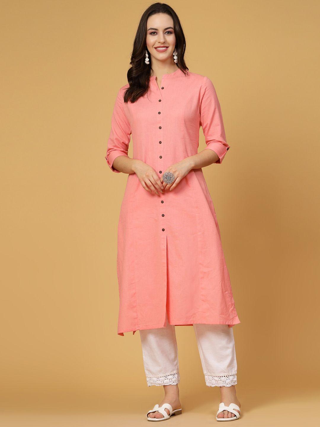 pistaa mandarin collar pure cotton straight kurta