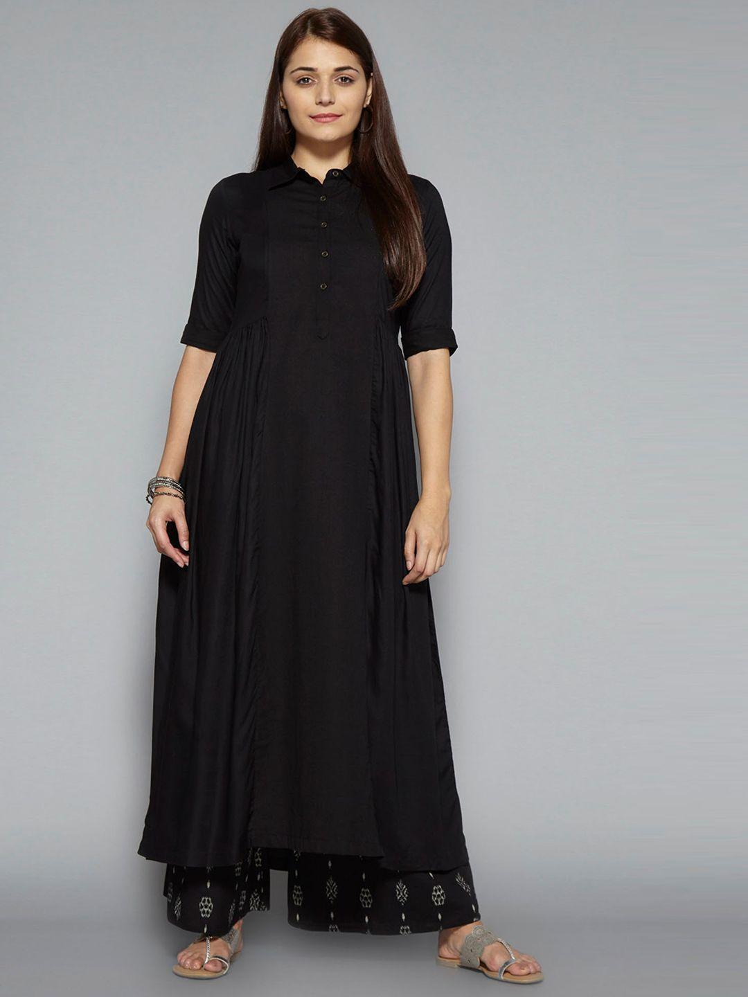 pistaa women black anarkali kurta