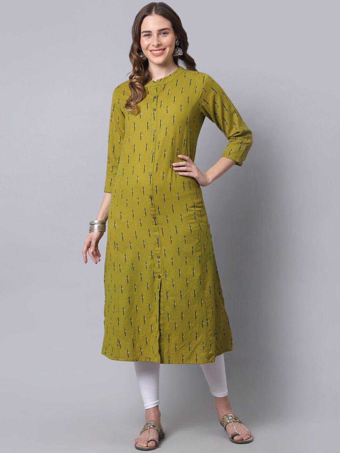 pistaa women green quirky printed kurta