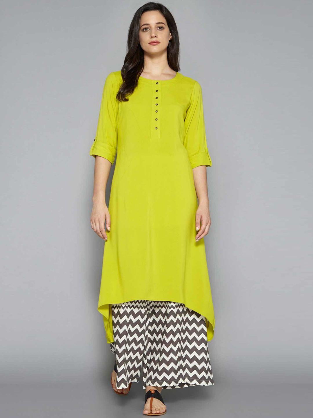 pistaa women lime green kurta