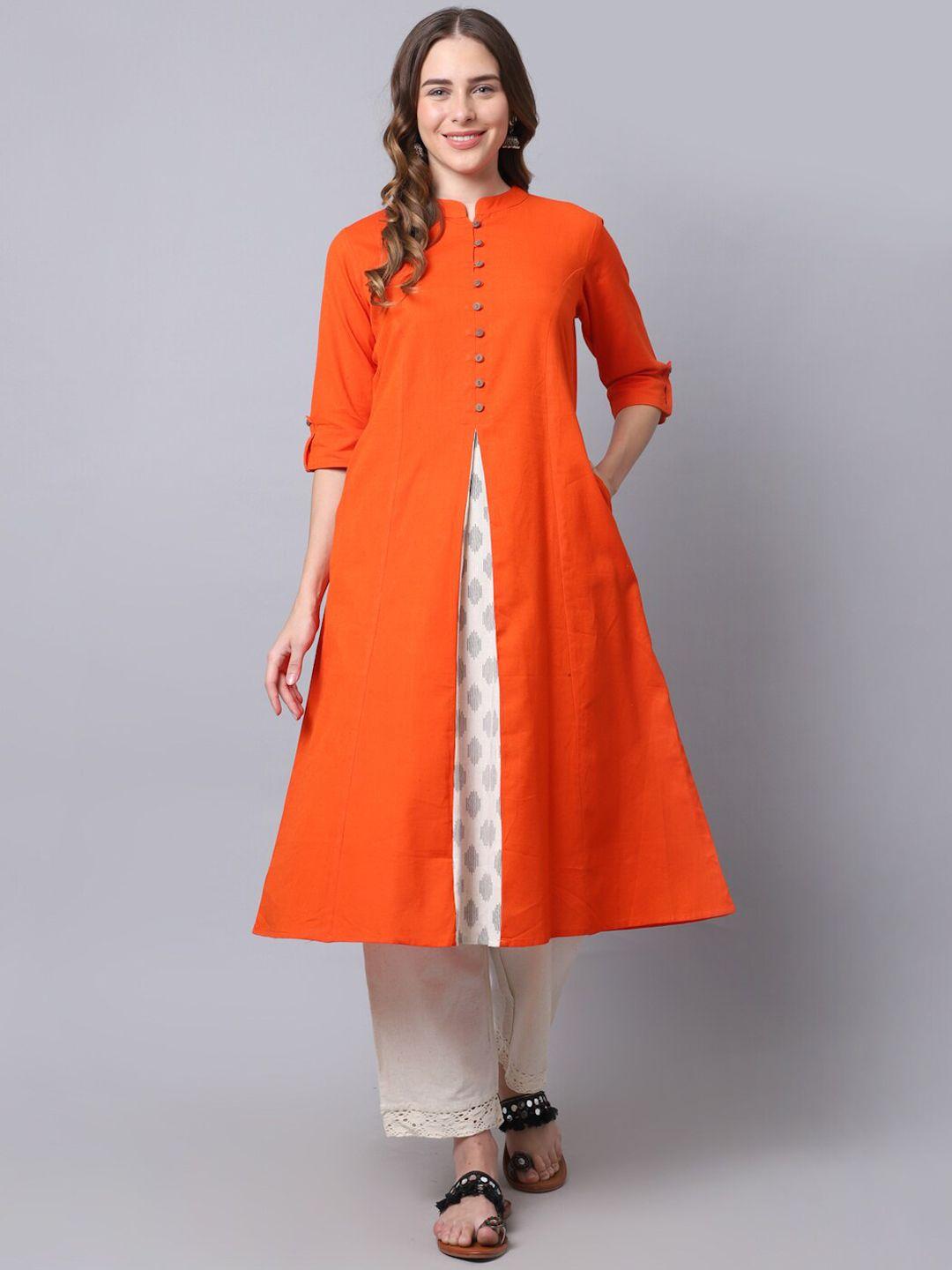 pistaa women orange kurta