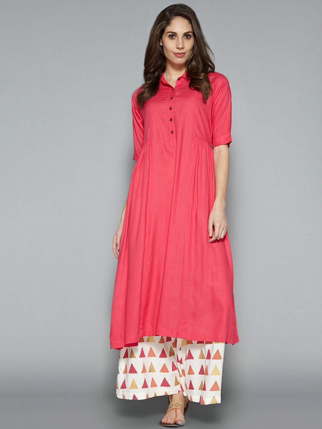 pistaa women pink thread work kurta