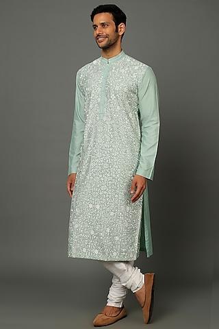 pistachio embroidered kurta set