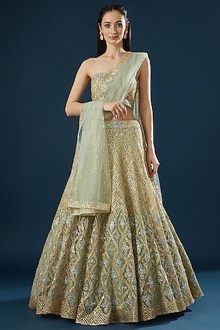 pistachio green embroidered lehenga set