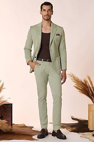 pistachio green tencel & cotton trousers