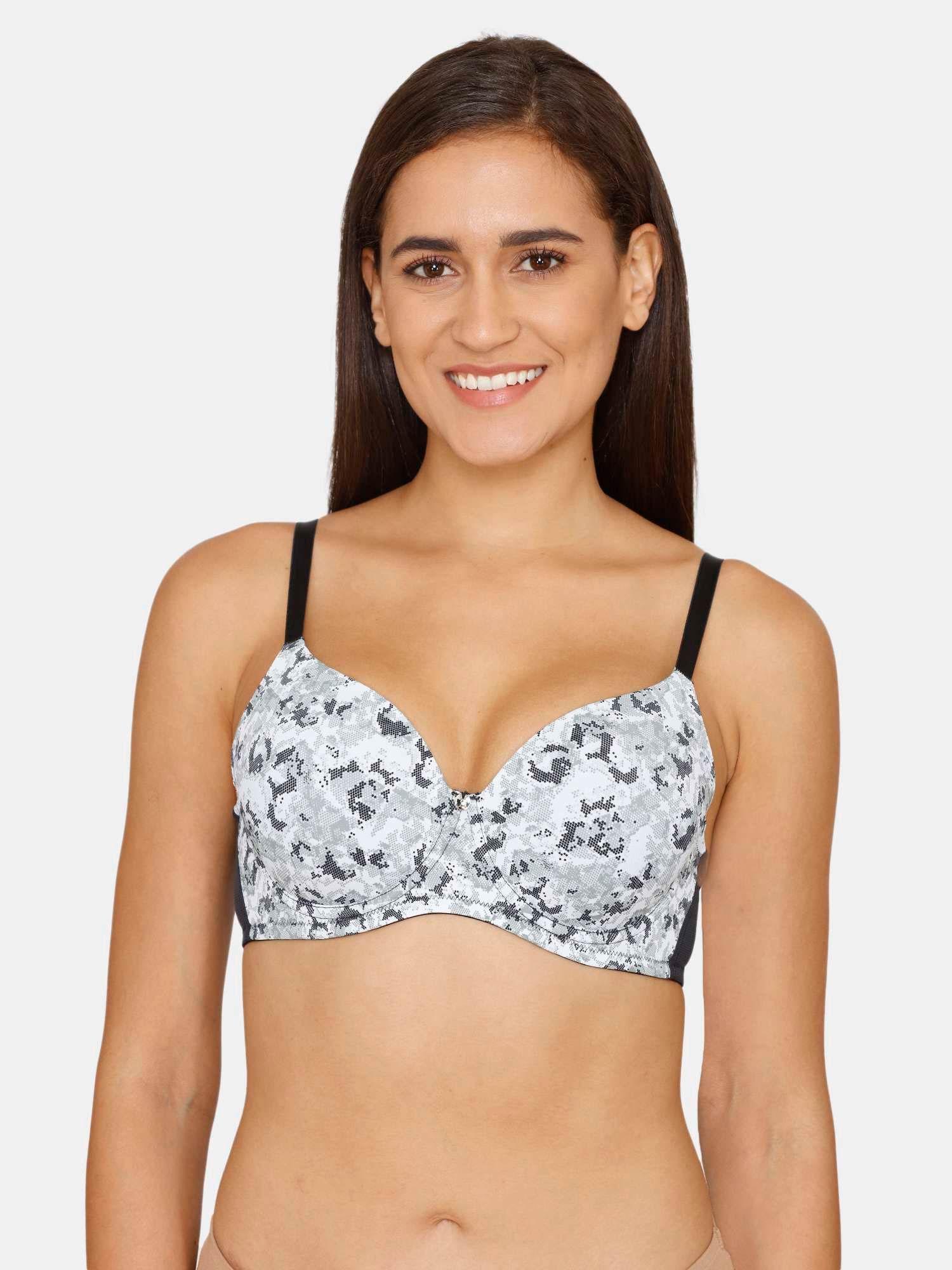 pixel play padded wired 3-4th coverage t-shirt bra - anthracite