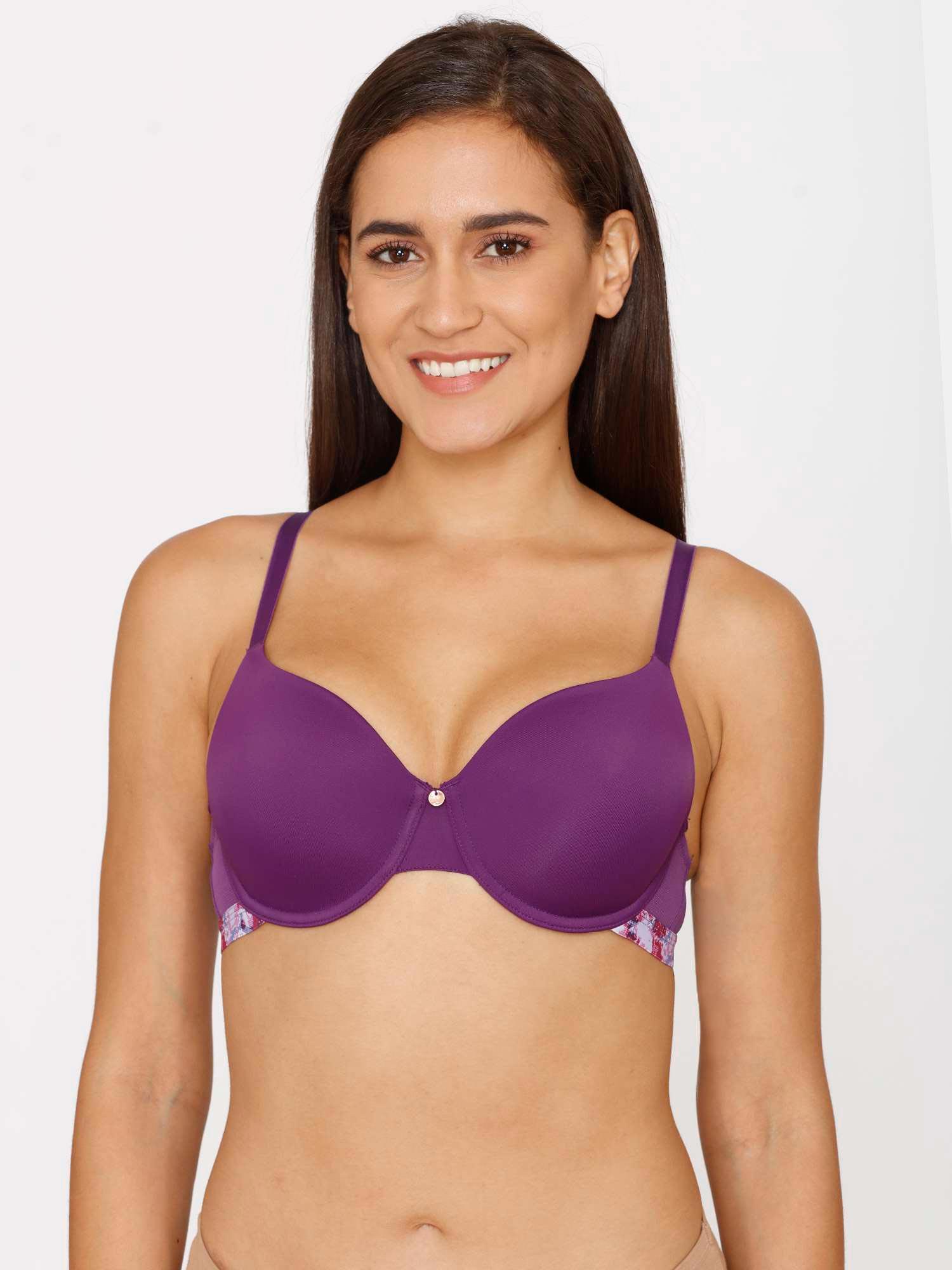 pixel play padded wired 3-4th coverage t-shirt bra imperial purple