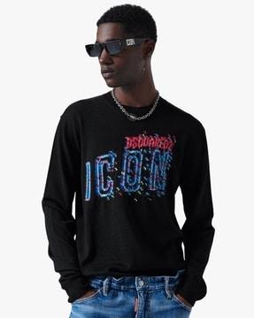 pixeled icon knit regular fit pullover