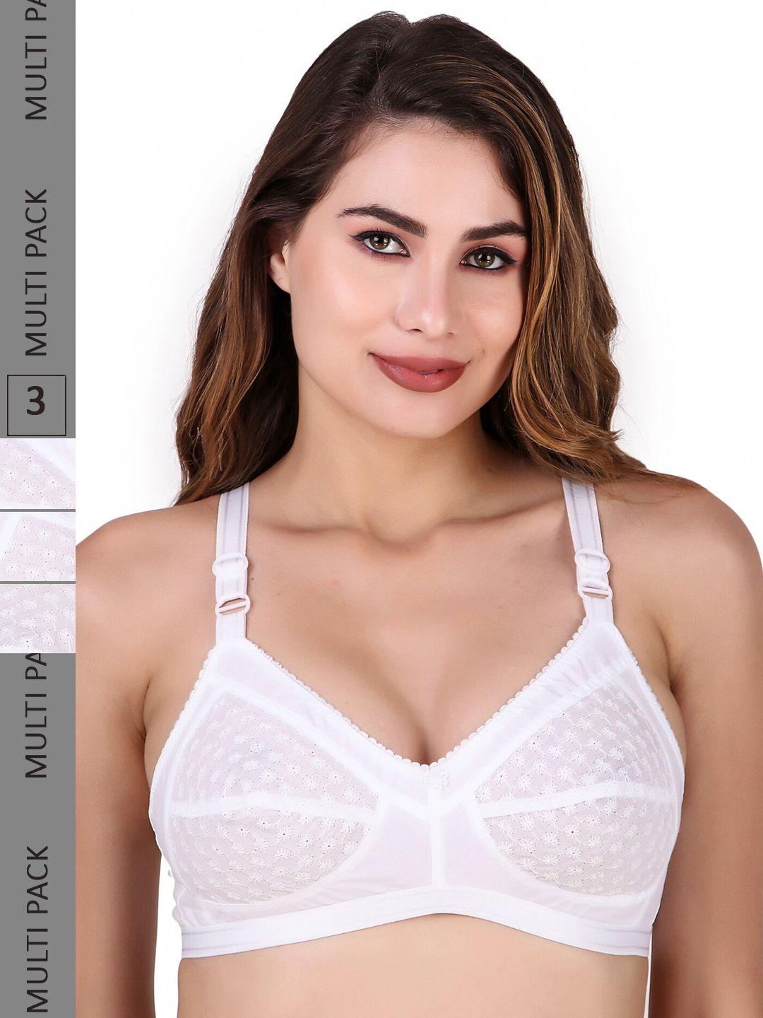 piylu pack of 3 cut and sew non-padded cotton t-shirt bra