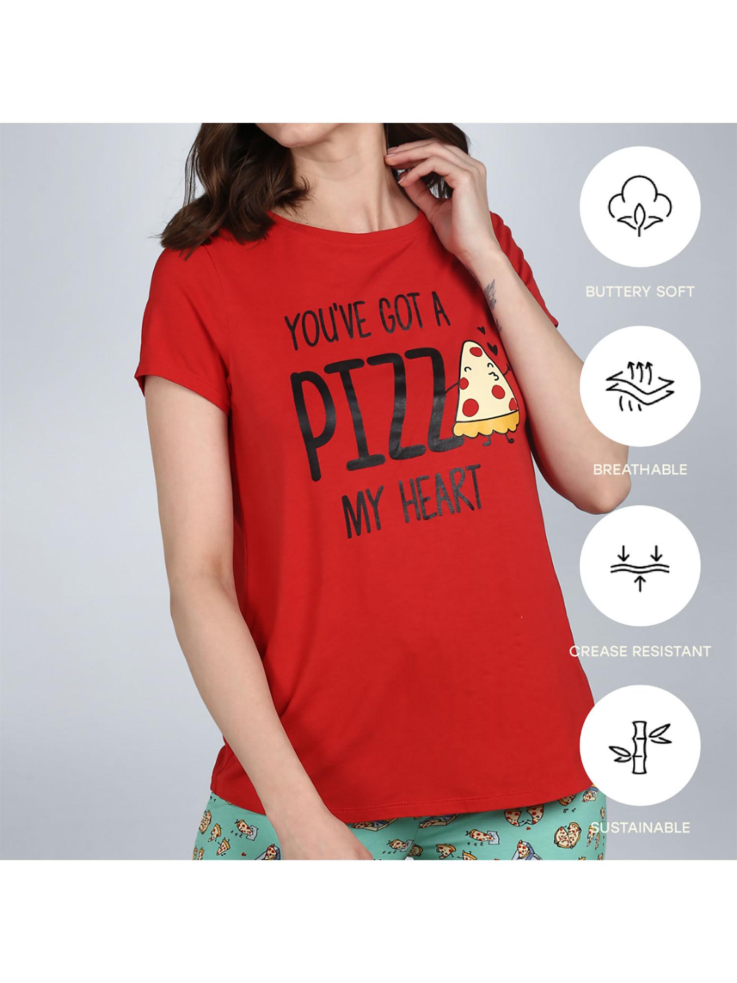 pizza my heart top - red