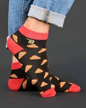 pizza print ankle-length socks