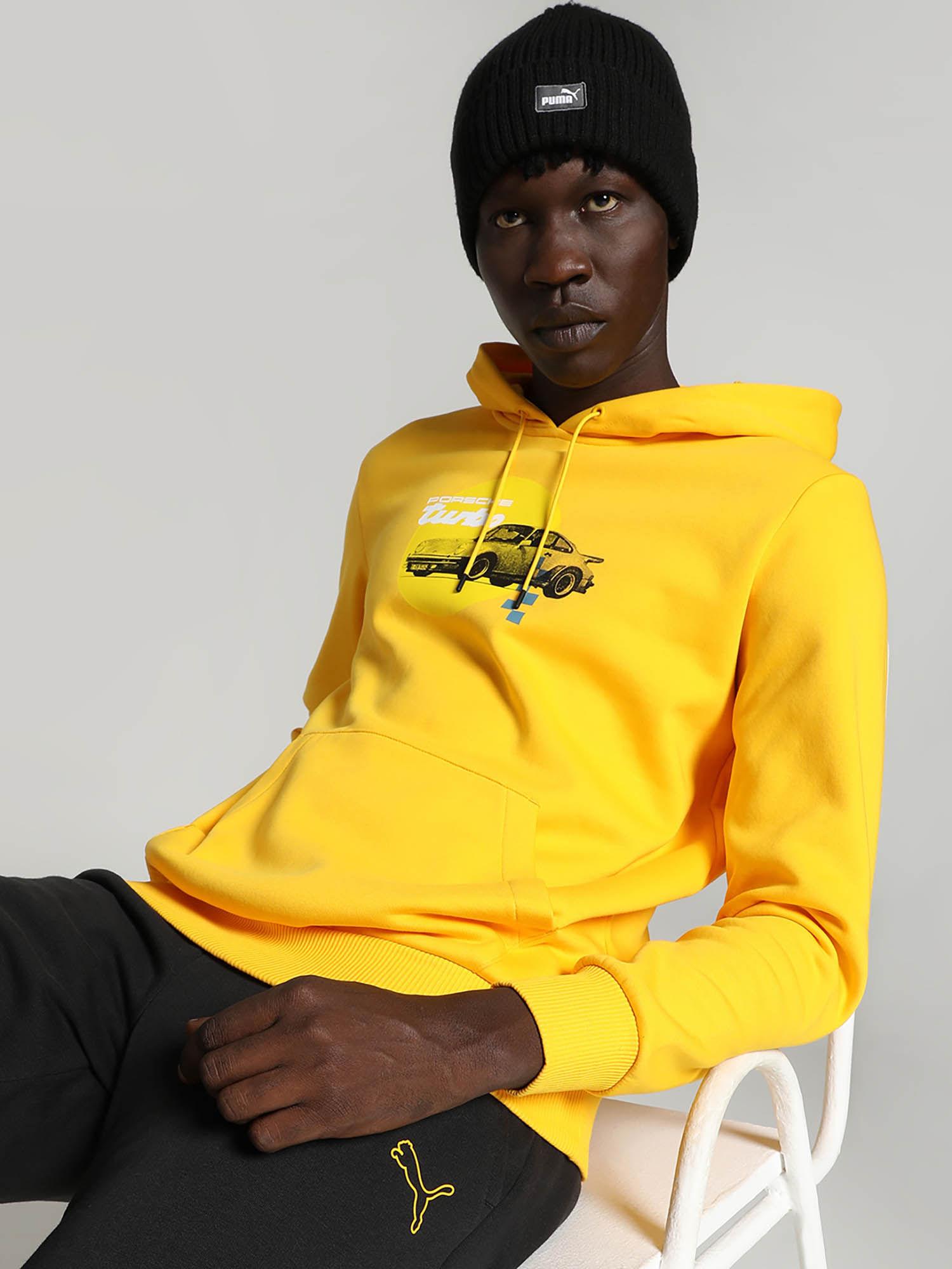 pl graphic men yellow hoodie