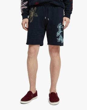 placed embroidery sweat shorts
