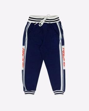 placement striped joggers with drawstring