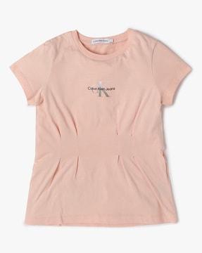 placement logo print tucked t-shirt