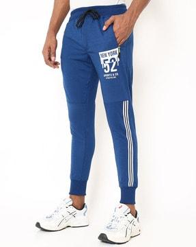 placement print joggers with zip pocket