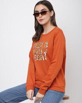 placement print round-neck sweatshirt