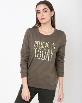 placement print round-neck sweatshirt