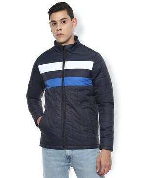 placement stripe quilted jacket