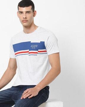 placement striped crew-neck t-shirt