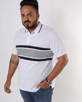 placement striped polo t-shirt