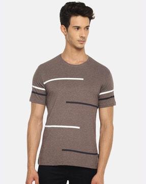 placement striped slim fit crew-neck t-shirt