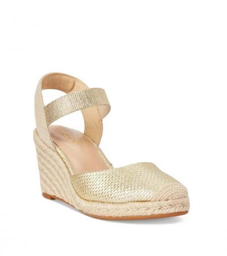 plae gold round toe wedges