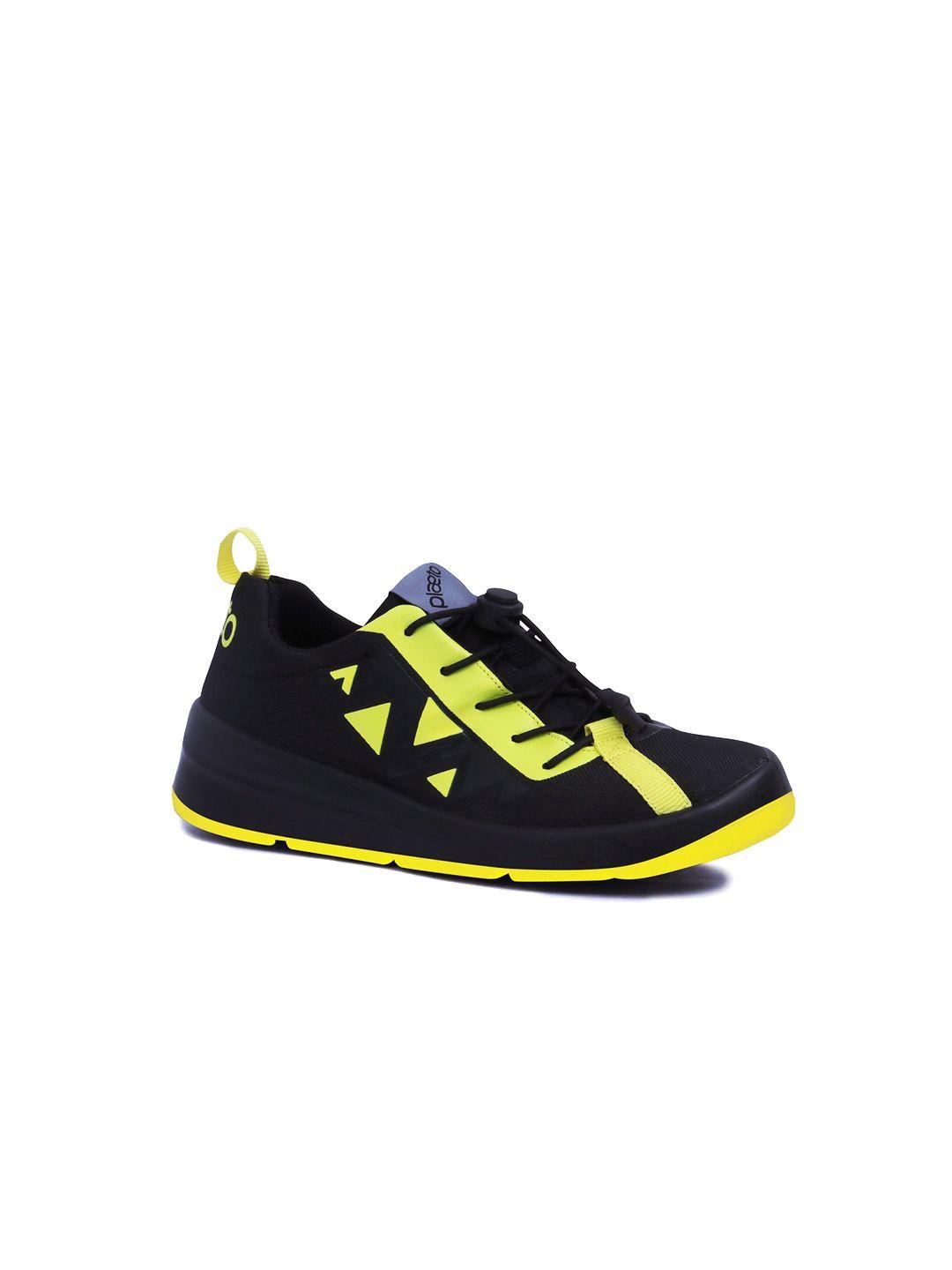 plaeto kids kollide black & yellow multiplay sneakers