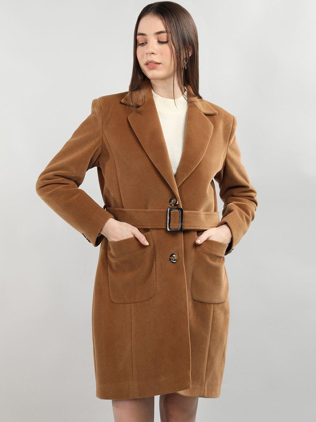 plagg belted longline wool trench coat