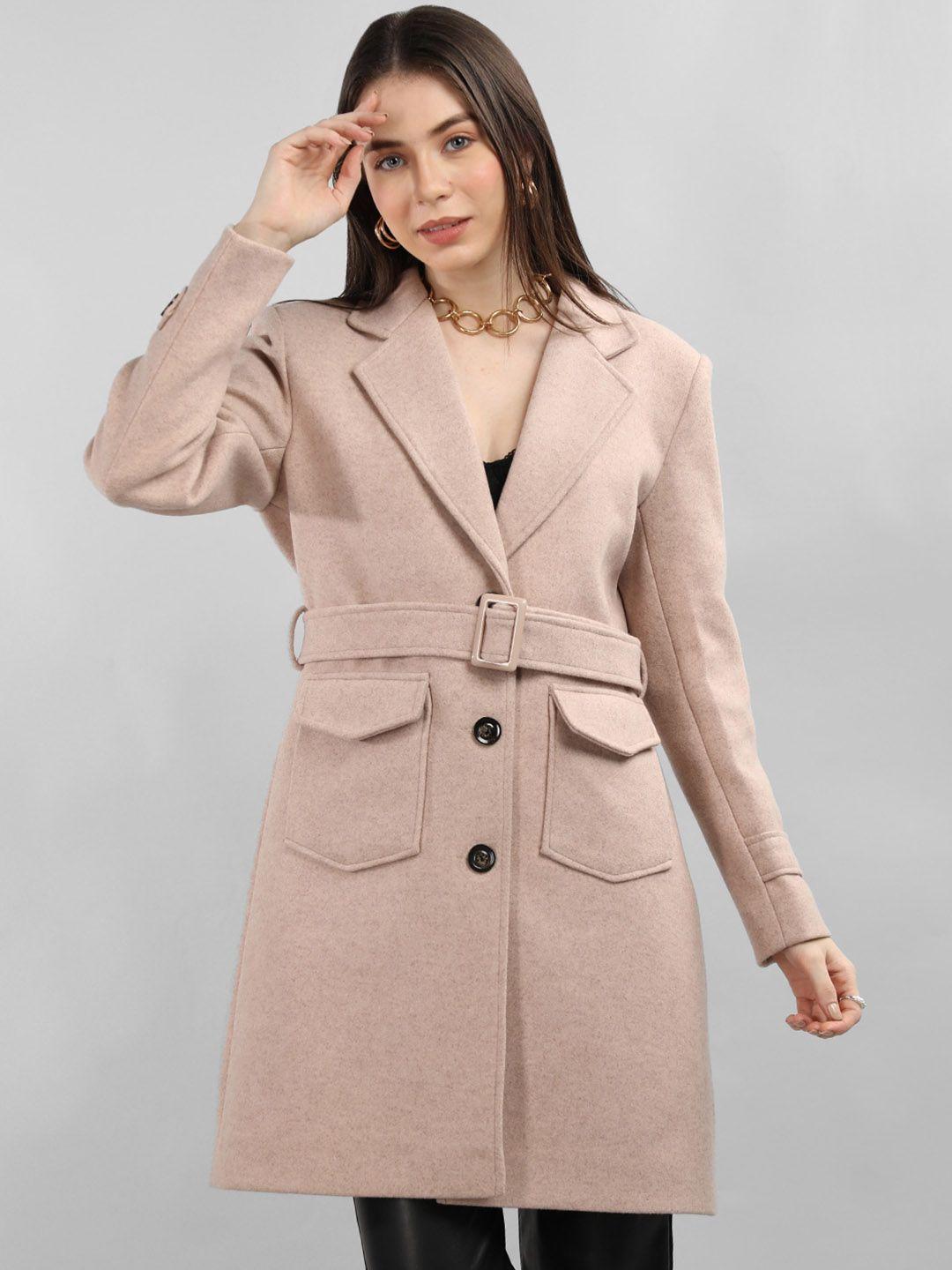 plagg belted single-breasted longline wool trench coat
