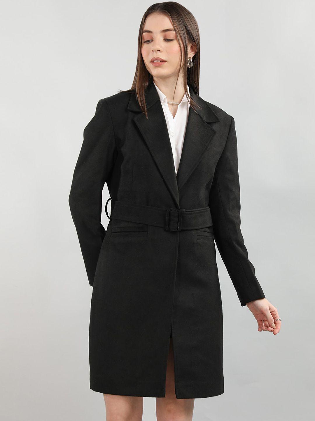plagg longline notched lapel trench coat