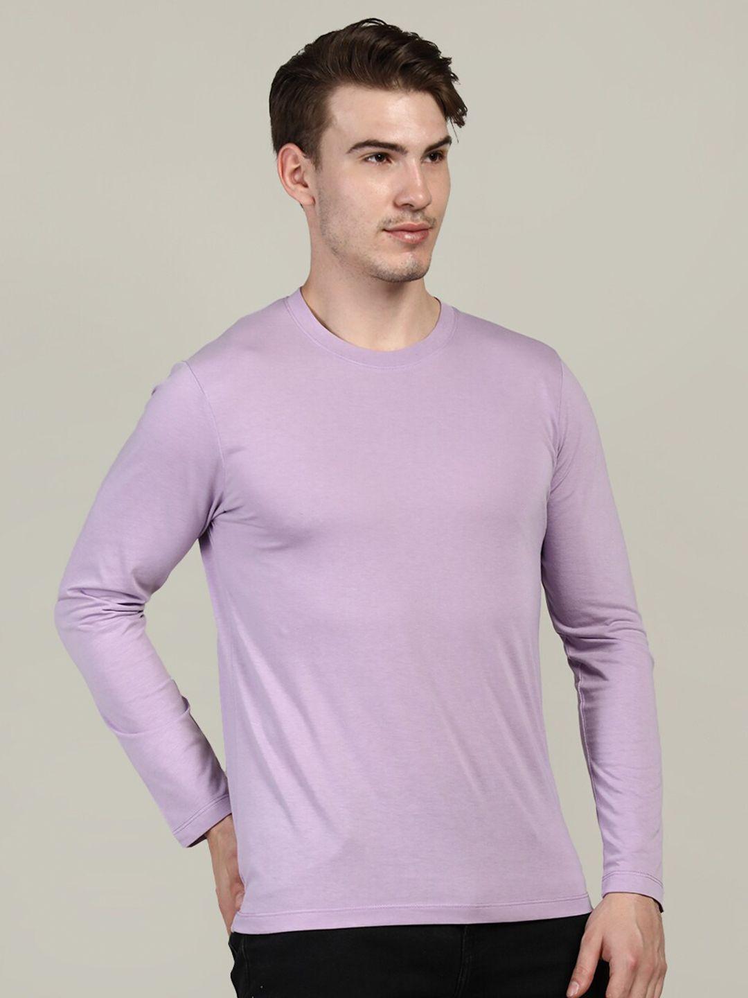 plagg men lavender full sleeve  cotton t-shirt