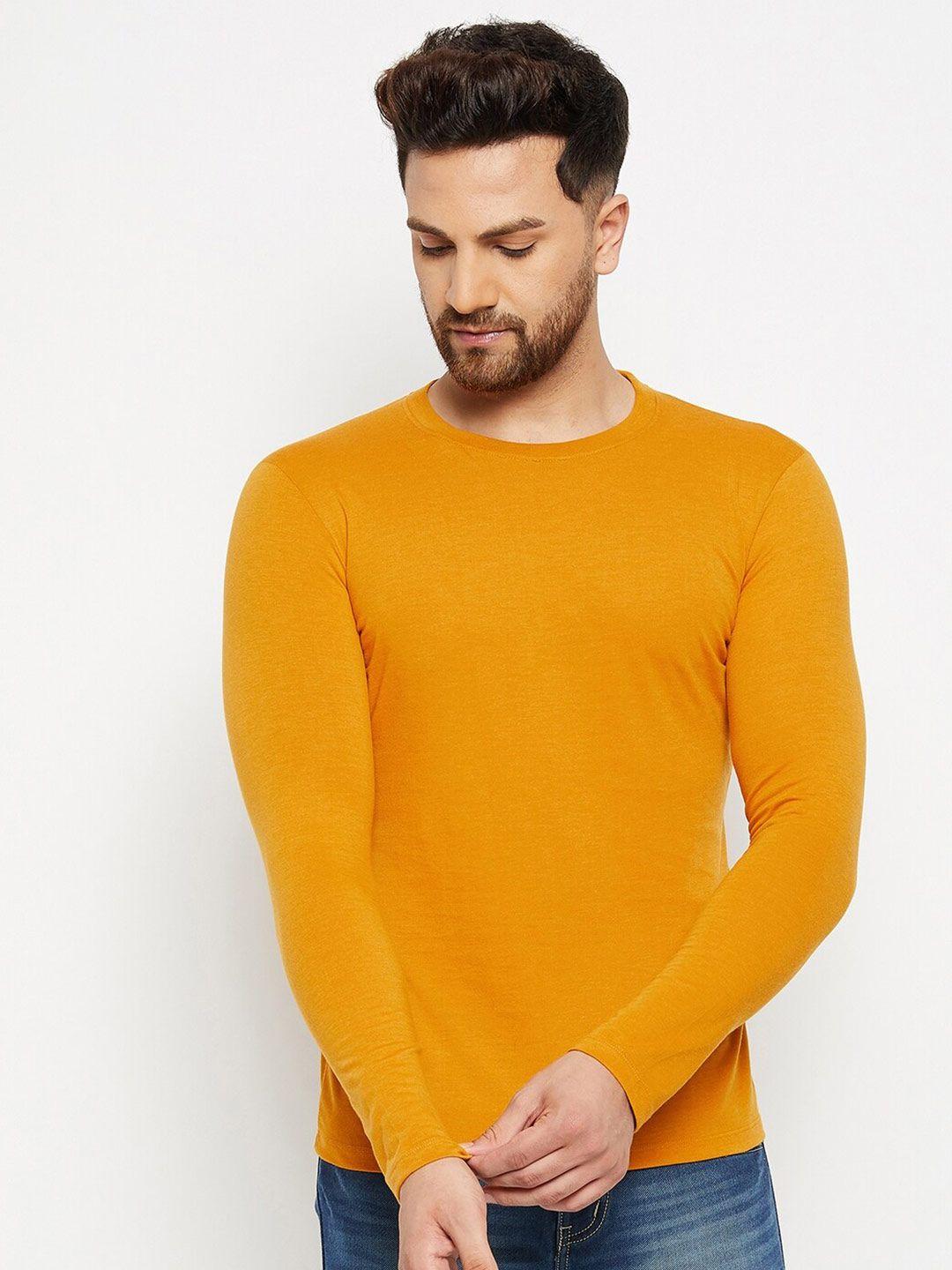 plagg men yellow raw edge long sleeve t-shirt