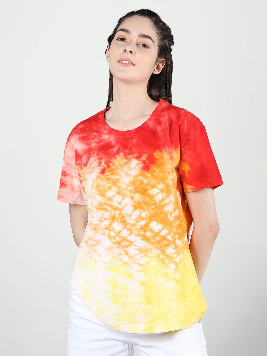 plagg tie and dye printed round neck cotton t-shirt