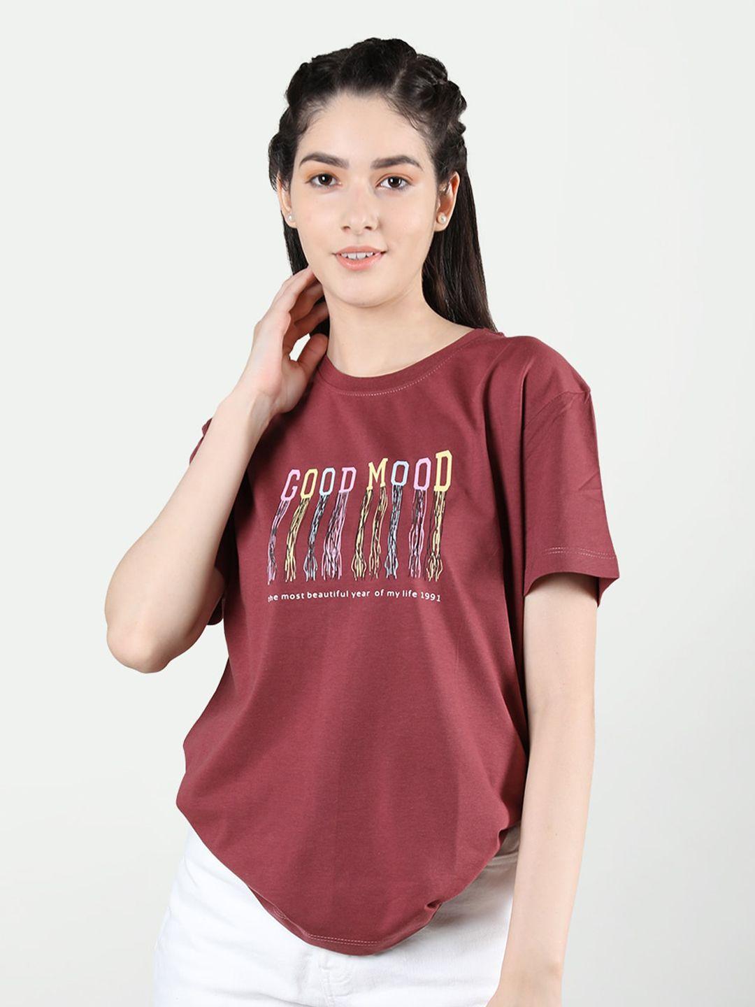 plagg typography printed round neck cotton t-shirt