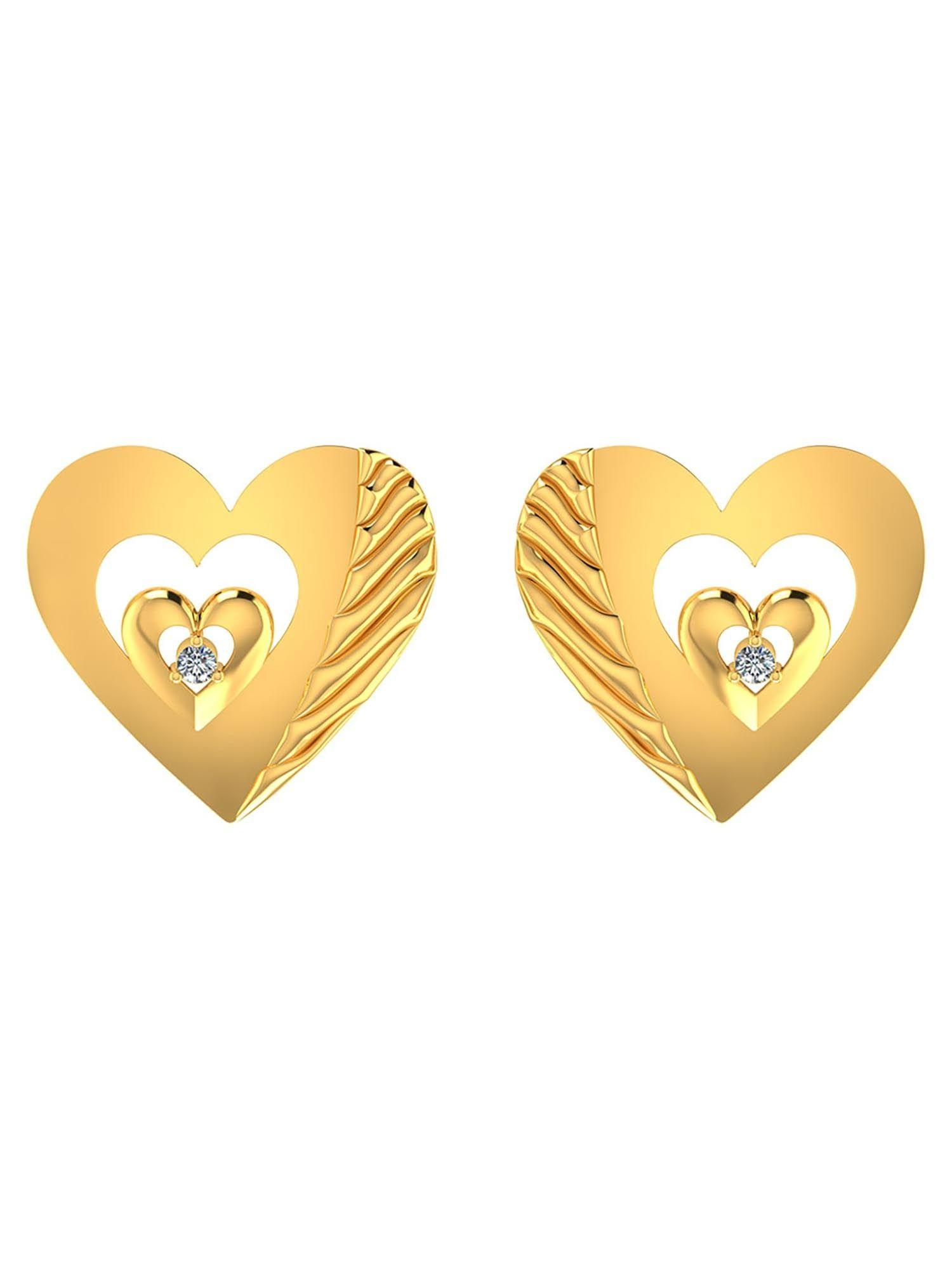 plaid heart stud earrings with gold screw